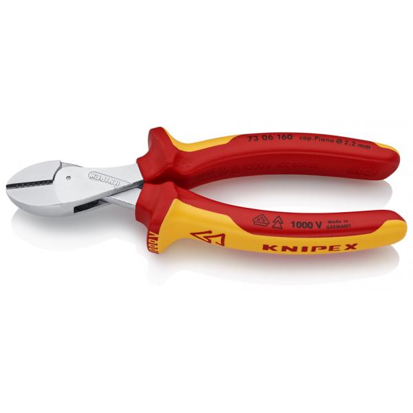 KNIPEX X-Cut® Compact Diagonal Cutter high lever transmission chrome plated, handles insulated with multi-component grips, VDE-tested - 1
