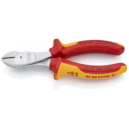 KNIPEX High Leverage Diagonal Cutter chrome plated, handles insulated with multi-component grips, VDE-tested. - 1