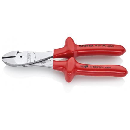 KNIPEX High Leverage Diagonal Cutter chrome plated, handles with dipped insulation, VDE-tested - 1