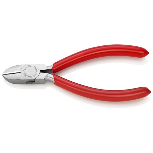 KNIPEX Diagonal Cutter for electromechanics chrome plated, handles plastic coated - 1