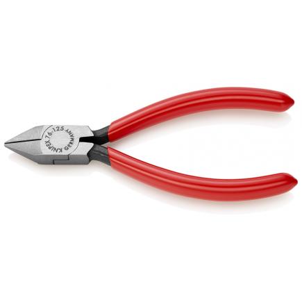 KNIPEX Diagonal Cutter for electromechanics head polished, handles plastic coated, pointed head - 1