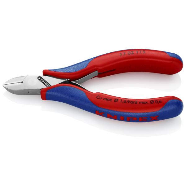 KNIPEX Electronics Diagonal Cutter head mirror polished, handles with multi-component grips, round head, with small bevel - 1