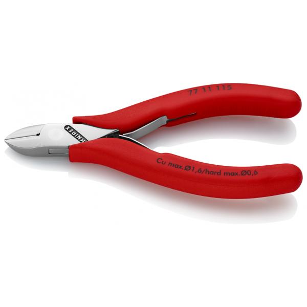 KNIPEX Electronics Diagonal Cutter head mirror polished, handles plastic coated, round head, with bevel and lead catcher - 1