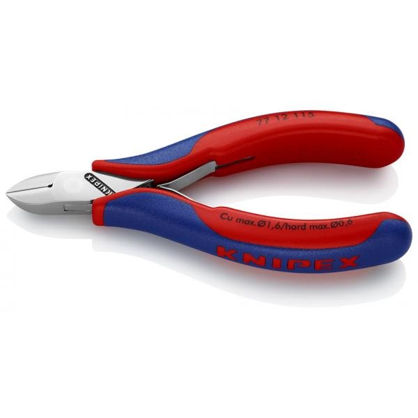KNIPEX Electronics Diagonal Cutter head mirror polished, handles with multi-component grips, round head - 1