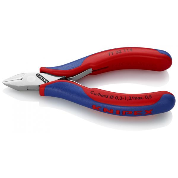 KNIPEX Electronics Diagonal Cutter head mirror polished, handles with multi-component grips, pointed head, with small bevel - 1