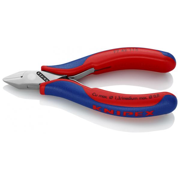KNIPEX Electronics Diagonal Cutter head mirror polished, handles with multi-component grips, pointed head, without bevel - 1