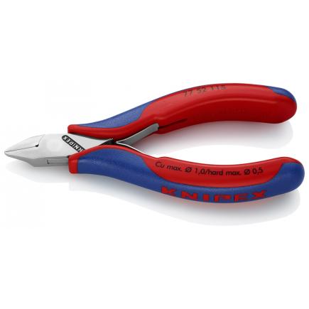KNIPEX Electronics Diagonal Cutter head mirror polished, handles with multi-component grips, pointed, flat head, with small bevel - 1