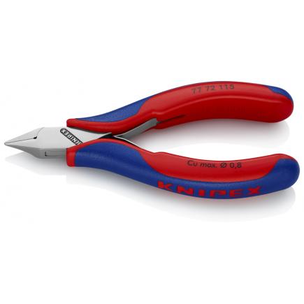 KNIPEX Electronics Diagonal Cutter head mirror polished, handles with multi-component grips, pointed mini-head, with small bevel - 1