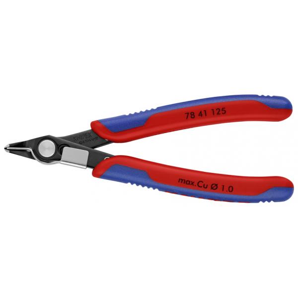 KNIPEX Electronic Super Knips® burnished, handles with multi-component grips, narrow head, Special tool steel, oil hardened in multiple stages with lead catcher - 1