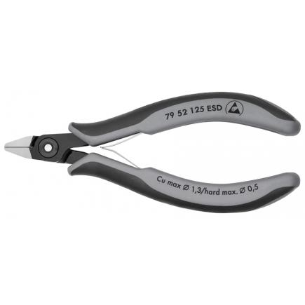 KNIPEX Precision Electronics Diagonal Cutter burnished, head polished, handles with multi-component grips, pointed head with lead catcher ESD - 1