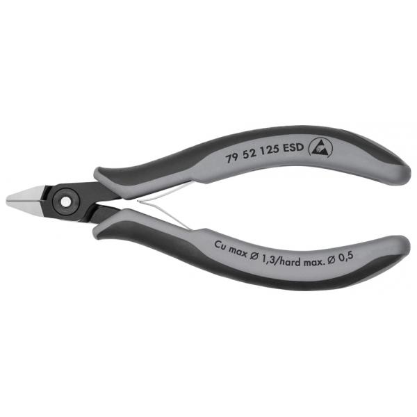 KNIPEX Precision Electronics Diagonal Cutter burnished, head polished, handles with multi-component grips, pointed head with lead catcher ESD - 1
