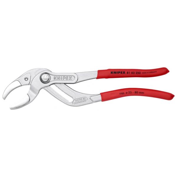 KNIPEX Siphon and Connector Pliers for traps, tube fittings and connectors chrome plated, handles with non-slip plastic coating - 1