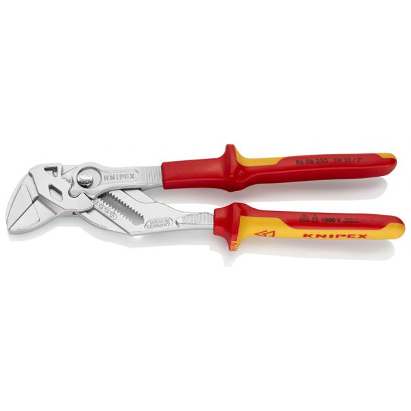 KNIPEX Pliers and a wrench in a single tool chrome plated, handles insulated with multi-component grips, VDE-tested - 1