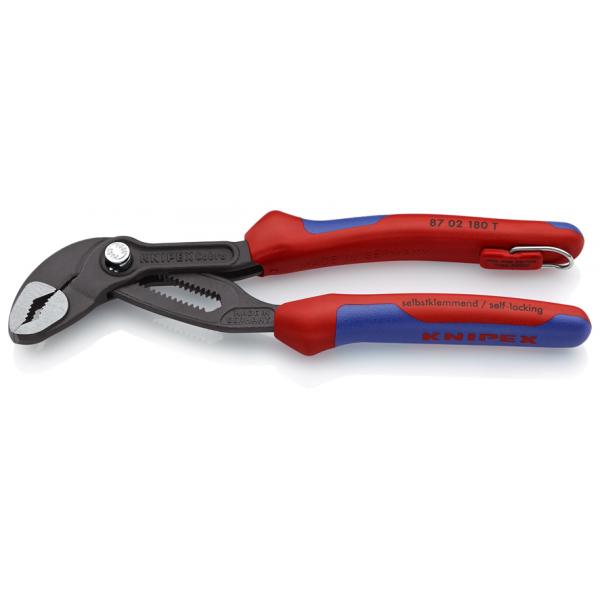 KNIPEX Cobra® Hightech Water Pump Pliers grey atramentized, head polished, handles with multi-component grips, with integrated tether attachment point - 1