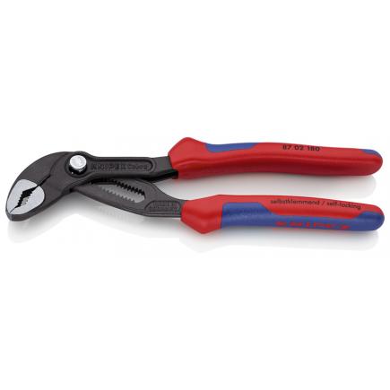 KNIPEX Cobra® Hightech Water Pump Pliers grey atramentized, head polished, handles with multi-component grips - 1