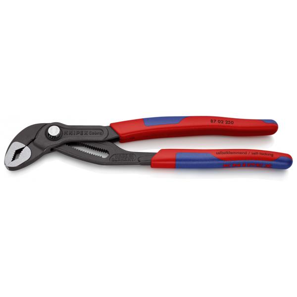 KNIPEX Cobra® Hightech Water Pump Pliers grey atramentized, head polished, handles with slim multi-component grips - 1