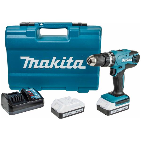 rynker matematiker portugisisk MAKITA HP457DWE10 18V Combi Drill - in case with 2 batteries 1.5Ah and  charger and 74 accessories set | Mister Worker®