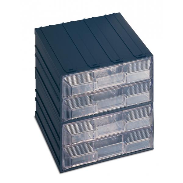 TERRY VISION 16 BIS Drawer small parts organizer with label holder, 4  drawers with separator 20,8x22,2x20,8