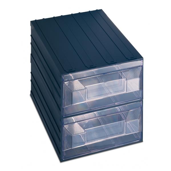Terry - Drawer Small Parts Organizer with Label Holder, 2 Rectangular Drawers 24,9x36,6x25
