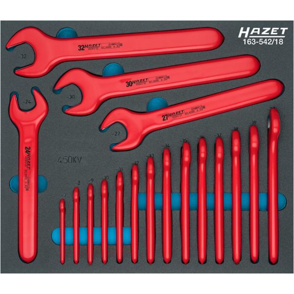 HAZET 163-542/18 - Double open-end wrench set with protective insulation  1000V (18 pcs.) | Mister Worker™