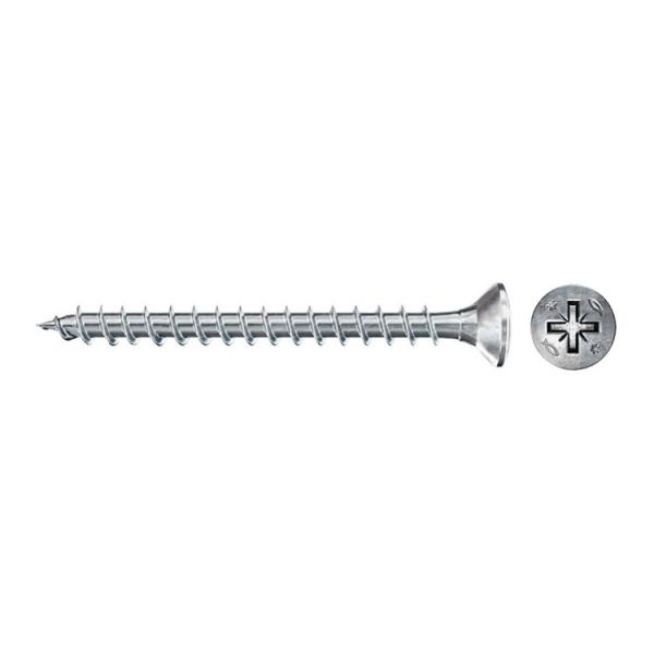FISCHER Pozidriv white galvanized chipboard screw with flat countersunk head and full thread FPF II CZF BC - 1
