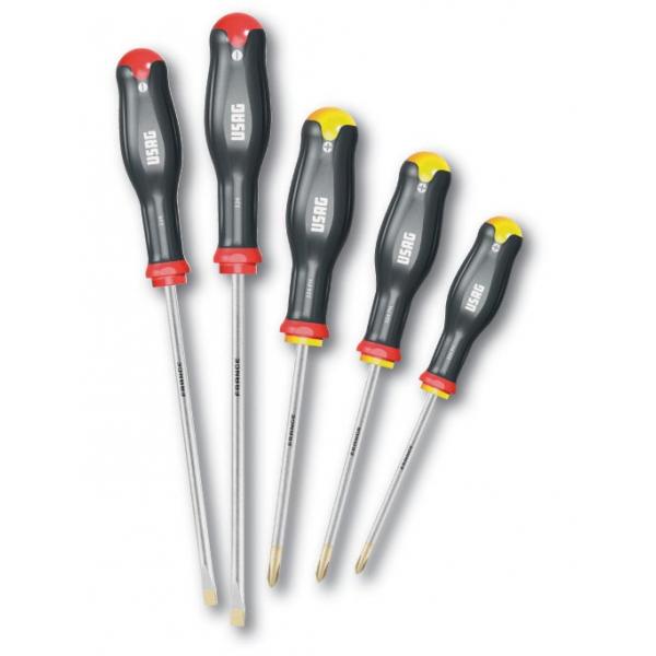 USAG Set of 5 screwdrivers for PHILLIPS® slotted and cross recessed screws - 1