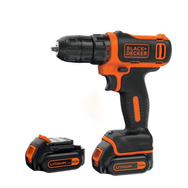BLACK & DECKER BDCDD12KB-QW 10.8V Ultra compact lithium-ion drill in case  with two batteries