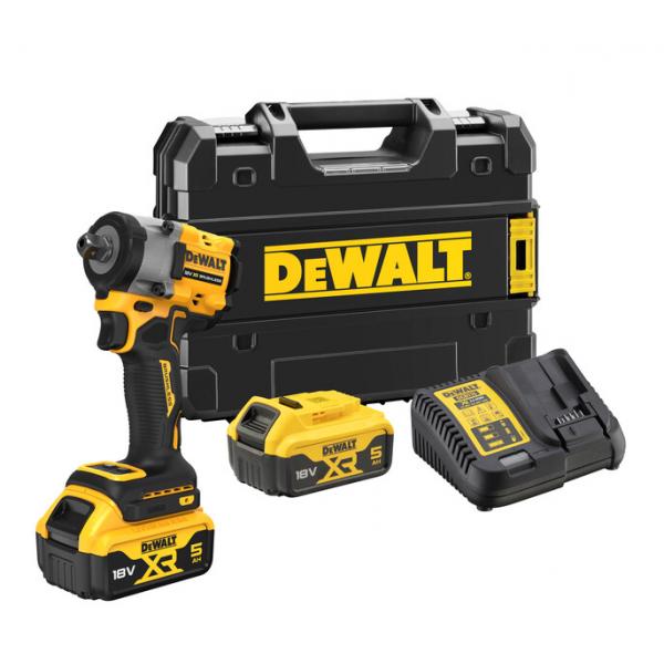 DEWALT DCF922P2T-QW - 18v XR Brushless 1/2'' DETENT PIN compact impact driver - with 2 XR 5Ah batteries and charger | Mister Worker™