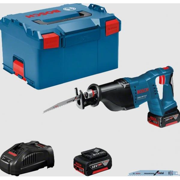 BOSCH 060164J00B - GSA 18 V-LI - Cordless sabre saw 18V in case with 2 5Ah  batteries and charger, wood cutting depth 250 mm