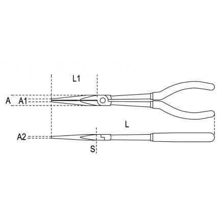 BETA 010090008 - 1009L/A Extra long needle knurled nose pliers for