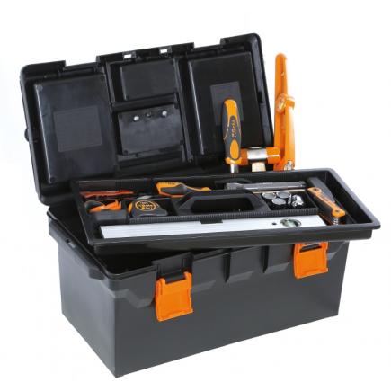 BETA 021150202 - CP15L Plastic tool box long empty with removable tote-tray  and tool trays
