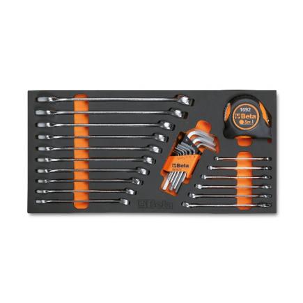 BETA Foam tray with combination wrenches, hexagon key wrenches and measuring tools (empty) - 1