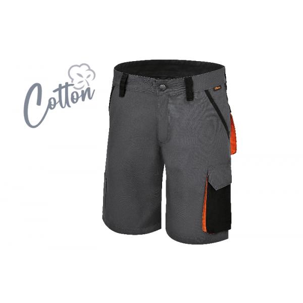 BETA Work Bermuda shorts in 100% stretch cotton, grey/black - 1