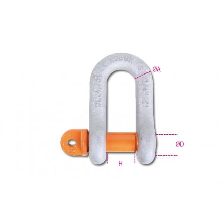 BETA Straight shackles with screw collar pin, high-tensile alloy steel, hot-dipped galvanized  (in blister) - 1