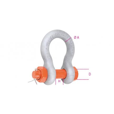 BETA Bow shackles with safety bolt, high-tensile alloy steel, hot-dip galvanized body (in blister) - 1