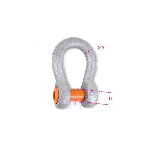 BETA Bow shackles with square sunken hole screw pin, high-tensile alloy steel, hot-dip galvanized body (in blister) - 1