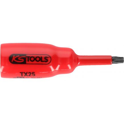 KS TOOLS 3/8" bit socket with protective insulation for Torx screws, short - 1