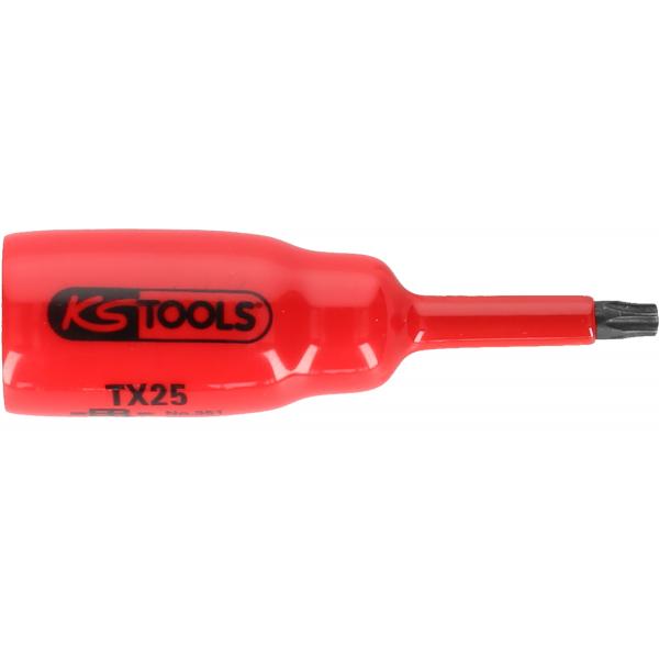 KS TOOLS 3/8" bit socket with protective insulation for Torx screws, short - 1