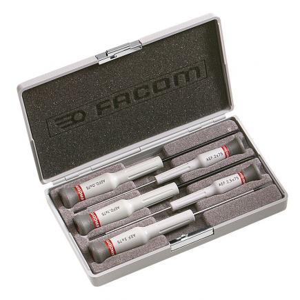 FACOM Micro-Tech® 5-piece screwdriver set slotted head - Pozidriv® - 1