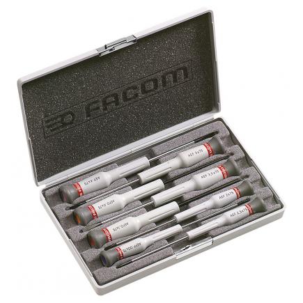 FACOM Micro-Tech® 8-piece screwdriver set slotted head - Phillips® - Pozidriv® - 1
