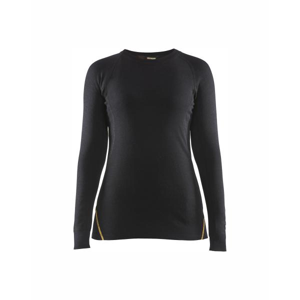 BLAKLADER Women's flame resistant thermal underwear top 68% merino wool  Black