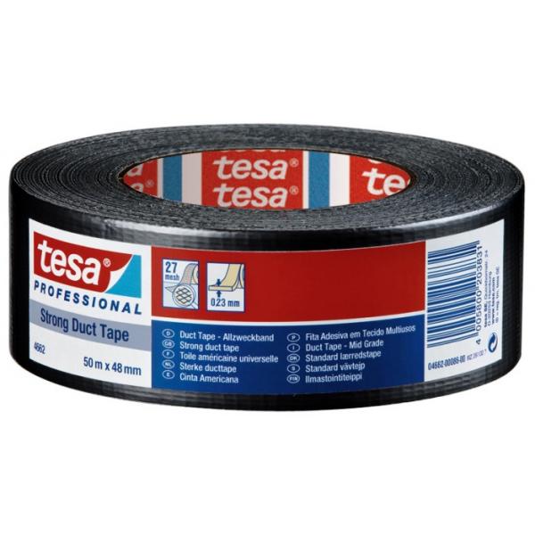 Interactie weerstand aluminium TESA 04662-00194-00 - 04662N - Extra Strong Duct Tape made of 27 mesh -  Black | Mister Worker™