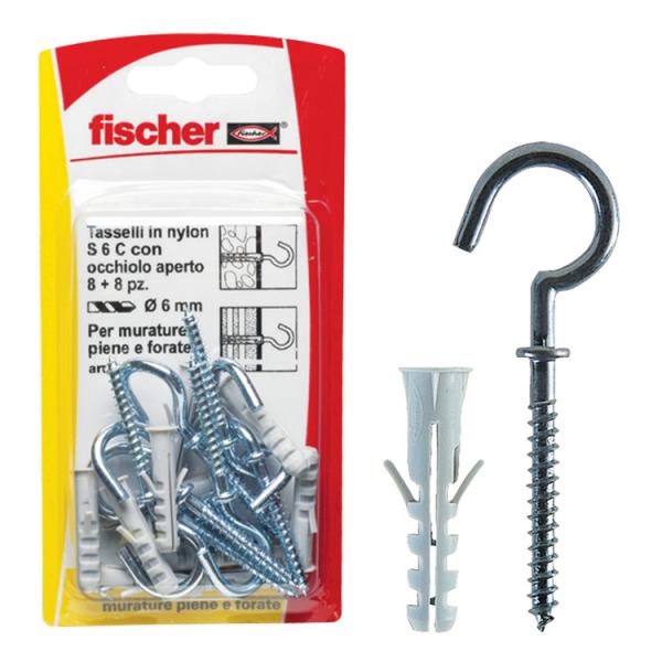 FISCHER 504433 Nylon plug with short hook S 6 C/8 K