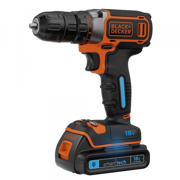 BLACK & DECKER BDCDC18KST-QW 18V Lithium-ion cordless drill SmartTech  without percussion with bluetooth battery