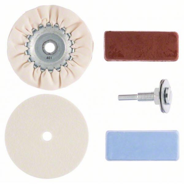 BOSCH Polishing set (polishing felt, cloth disc, mandrel, polishing pastes) - 1