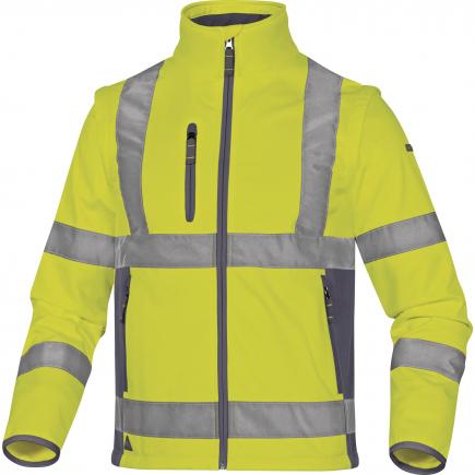 DELTA PLUS Polyester / elasthane "softshell" fluorescent yellow-grey jacket with 3 laminated layers - 1