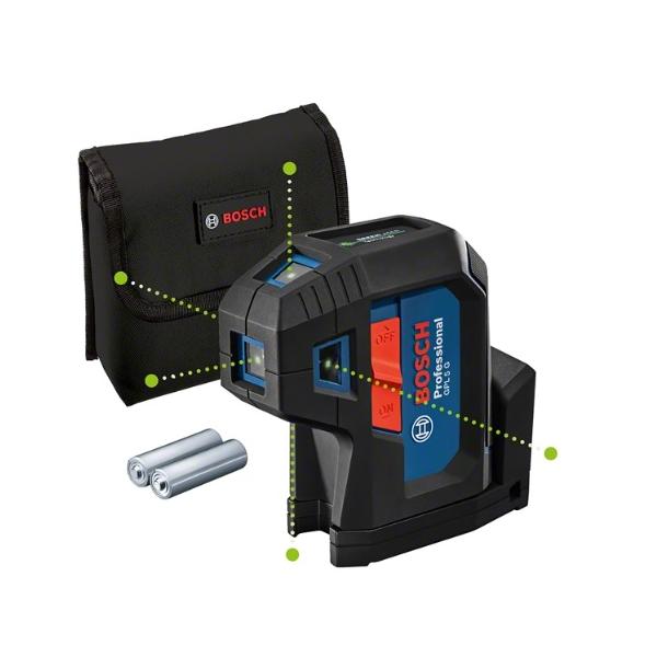 BOSCH 0601066P00 Point Laser GPL 5 G Professional with 2 battery (AA) and  Pouch