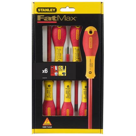Stanley Fat Max Screwdriver Insulated Slotted 3.5X75Mm-Red And Yellow