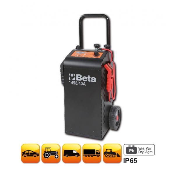 BETA 014980140 - 1498/40A Cargador de baterías arrancador multifunciones  con carro 12-24V