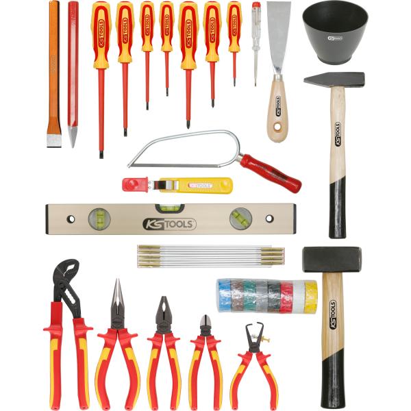 KS TOOLS 117.0181 Maletín de herramientas de electricista Basic en caja de  herramientas de metal (30 uds)